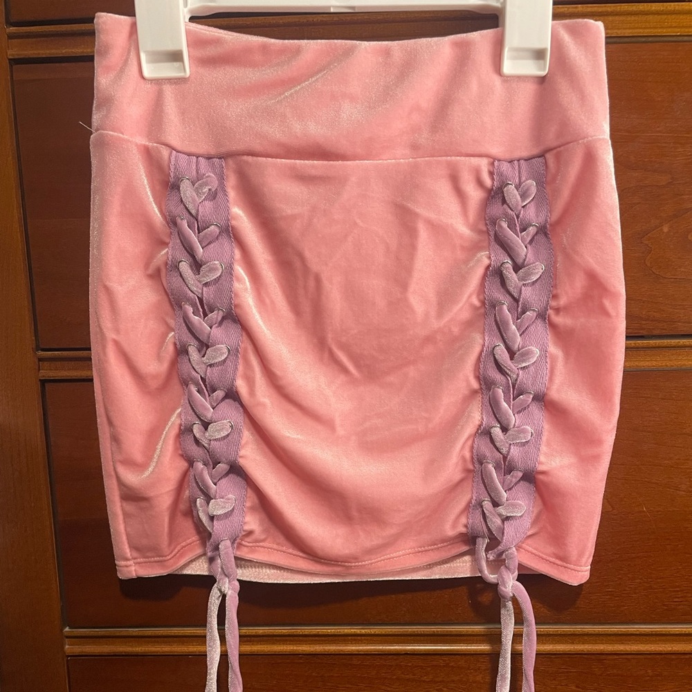 Dolls Kill Soft stretchy body-con mini skirt pink/purple